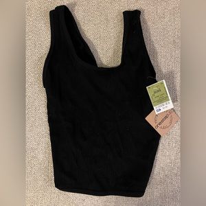 Black tank crop top with twist back